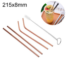 Load image into Gallery viewer, 4pcs Reusable Stainless Steel Drinking Straw + Cleaner Brush Set Kit,  215*8mm, 215*8mm (Combination)