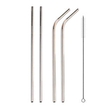 Load image into Gallery viewer, 4pcs Reusable Stainless Steel Drinking Straw + Cleaner Brush Set Kit,  215*8mm, 215*8mm (Combination)