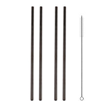 Load image into Gallery viewer, 5pcs Reusable Stainless Steel Straight Drinking Straw + Cleaner Brush Set Kit,  266*6mm, 266*6mm (Straight)
