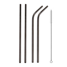 Load image into Gallery viewer, 4pcs Reusable Stainless Steel Drinking Straw + Cleaner Brush Set Kit,  266*6mm, 266*6mm (Combination)