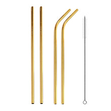 Load image into Gallery viewer, 4pcs Reusable Stainless Steel Drinking Straw + Cleaner Brush Set Kit,  266*6mm, 266*6mm (Combination)
