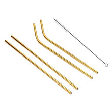 Load image into Gallery viewer, 4pcs Reusable Stainless Steel Drinking Straw + Cleaner Brush Set Kit,  266*6mm, 266*6mm (Combination)