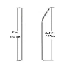 Load image into Gallery viewer, 4pcs Reusable Stainless Steel Drinking Straw + Cleaner Brush Set Kit,  266*6mm, 266*6mm (Combination)