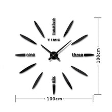 Load image into Gallery viewer, Bedroom Home Decor Large 3D Mirror DIY Wall Sticker Clock, Size: 100*100cm, 3M003 (Black), 3M003 (Silver)