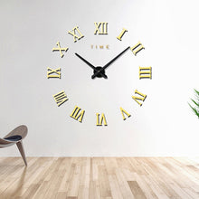 Load image into Gallery viewer, Bedroom Home Decoration Frameless Roman Numeral Large DIY Wall Sticker Mute Clock, Size: 100*100cm, M011 (Black), M011 (Gold), M011 (Silver)