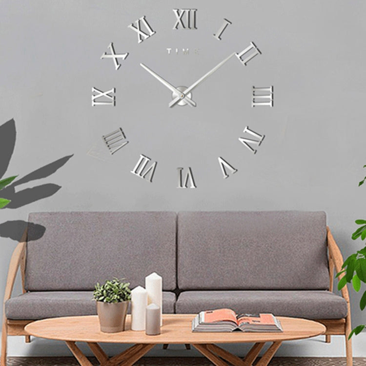 Bedroom Home Decoration Frameless Roman Numeral Large DIY Wall Sticker Mute Clock, Size: 100*100cm, M011 (Black), M011 (Gold), M011 (Silver)