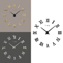 Load image into Gallery viewer, Bedroom Home Decoration Frameless Roman Numeral Large DIY Wall Sticker Mute Clock, Size: 100*100cm, M011 (Black), M011 (Gold), M011 (Silver)