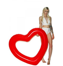 Load image into Gallery viewer, Love Heart Shaped Inflatable Floating Swimming Safety Pool Ring, Inflated Size: 120cm x 100cm, Love Heart Red, Love Heart Pink