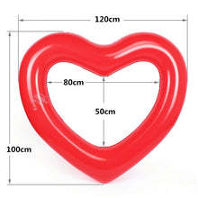 Load image into Gallery viewer, Love Heart Shaped Inflatable Floating Swimming Safety Pool Ring, Inflated Size: 120cm x 100cm, Love Heart Red, Love Heart Pink