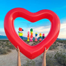 Load image into Gallery viewer, Love Heart Shaped Inflatable Floating Swimming Safety Pool Ring, Inflated Size: 120cm x 100cm, Love Heart Red, Love Heart Pink
