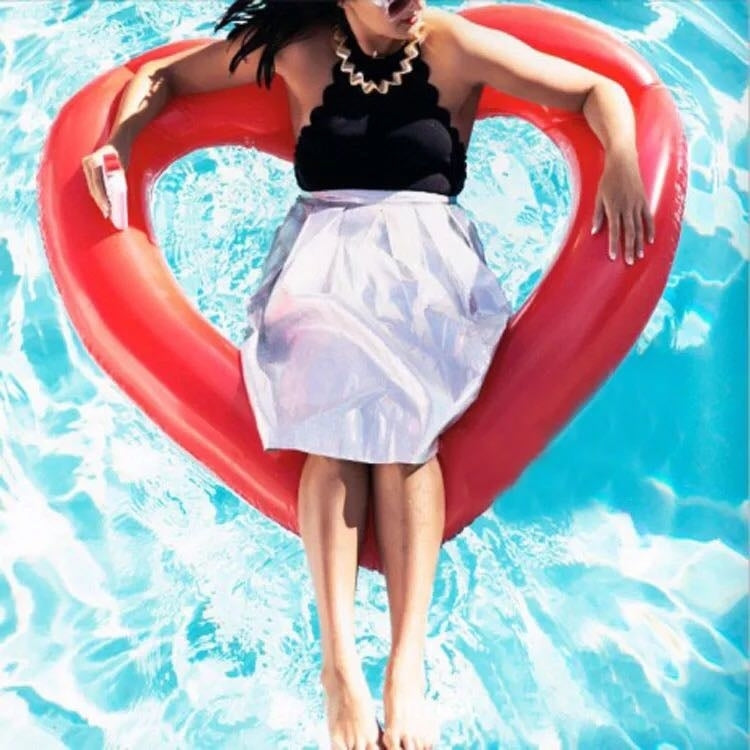 Love Heart Shaped Inflatable Floating Swimming Safety Pool Ring, Inflated Size: 120cm x 100cm, Love Heart Red, Love Heart Pink