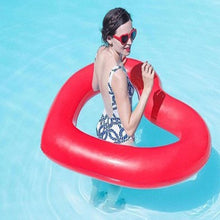 Load image into Gallery viewer, Love Heart Shaped Inflatable Floating Swimming Safety Pool Ring, Inflated Size: 120cm x 100cm, Love Heart Pink, Love Heart Red