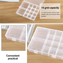 Load image into Gallery viewer, Plastic Organizer Container Storage Box 14 Slots Adjustable Divider Removable Grid Compartment for Jewelry Earring Fishing Hook Small Accessories, 14 Slots