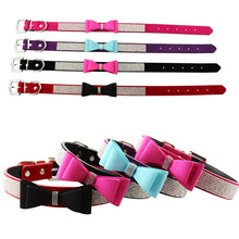 Load image into Gallery viewer, Flocking Diamond Studded Bowknot Pet Collar Dog Collar Pet Products, Size: S, 1.5 * 37cm, Size: S