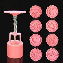 Load image into Gallery viewer, DIY Fondant Cake Mold Biscuit Cookie Cutters Baking Tools with 8 PCS Round Cartoon Patterns, 8 PCS Round Cartoon Patterns(Pink), 8 PCS Round Cartoon Patterns(White)