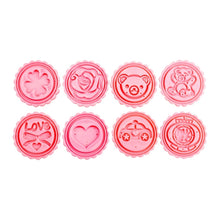 Load image into Gallery viewer, DIY Fondant Cake Mold Biscuit Cookie Cutters Baking Tools with 8 PCS Round Cartoon Patterns, 8 PCS Round Cartoon Patterns(Pink), 8 PCS Round Cartoon Patterns(White)