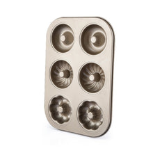 Load image into Gallery viewer, 3 Flowers Type Donuts Cookie Mold Gold 6 Cups Cake Mold Baking Mold Cake Tools Bakeware Kitchen Accessories, 3 Flowers Type