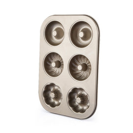 3 Flowers Type Donuts Cookie Mold Gold 6 Cups Cake Mold Baking Mold Cake Tools Bakeware Kitchen Accessories, 3 Flowers Type