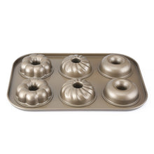 Load image into Gallery viewer, 3 Flowers Type Donuts Cookie Mold Gold 6 Cups Cake Mold Baking Mold Cake Tools Bakeware Kitchen Accessories, 3 Flowers Type