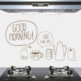 5 PCS Sweet Coffee Pattern Household Kitchen Self-adhesive High Temperature Resistance Oil Resistant Wall Stickers Size: 60x90cm