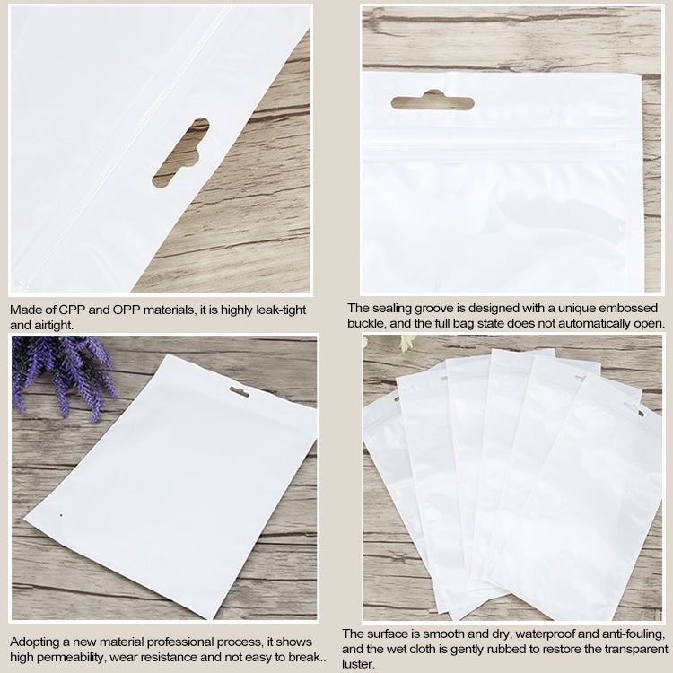 100 PCS 30cm x 40cm Hang Hole Clear Front White Pearl Jewelry Zip Lock Packaging Bag, Custom Printing and Size are welcome