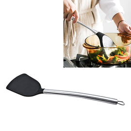 kn605 Stainless Steel Handle Silicone Slice High Temperature Resistance Cooking Slice, Black, Grey, Red