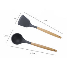 Load image into Gallery viewer, kn020 11 in 1 Wooden Handle Silicone Non-stick Spatula Spoon Kitchen Tool Set, 11 in 1