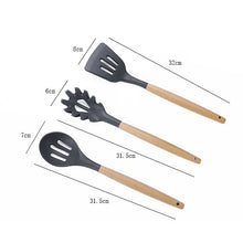 Load image into Gallery viewer, kn020 9 in 1 A Version Wooden Handle Silicone Non-stick Spatula Spoon Kitchen Tool Set, A Version