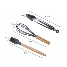 Load image into Gallery viewer, kn020 9 in 1 B Version Wooden Handle Silicone Non-stick Spatula Spoon Kitchen Tool Set, B Version