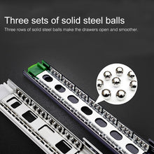 Load image into Gallery viewer, 10 inches 3-section Mute Stainless Steel Sliding Drawer Slides Ball Slide Rail Length: 25cm, 10 inches