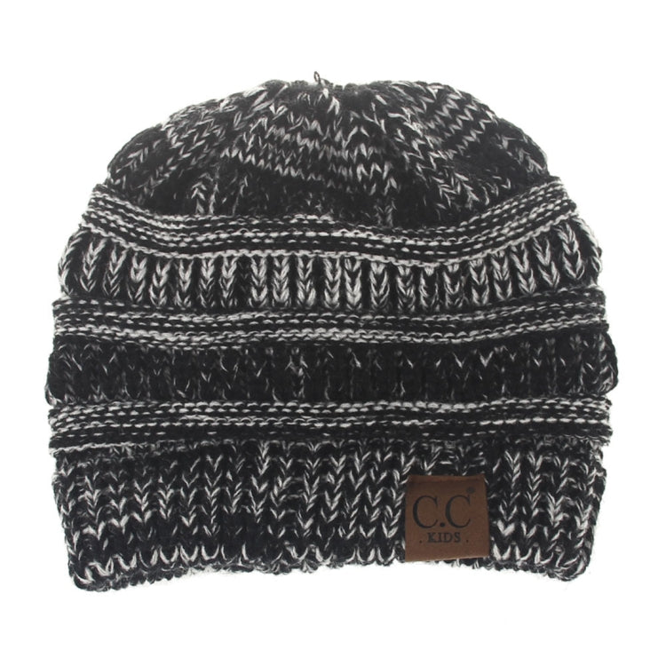 CC Letter Ponytail Cap Knitting Hat for Ladies