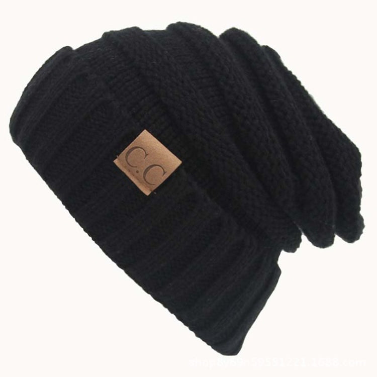 CC Letter Solid Color Wool Hats Concise Knitting Hat