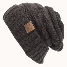 Load image into Gallery viewer, CC Letter Solid Color Wool Hats Concise Knitting Hat, Beige, Navy Blue, Red, Black, Baby Blue, Coffee, White, Pink, Beown, Grey, Dark Beige, Khaki, Magenta