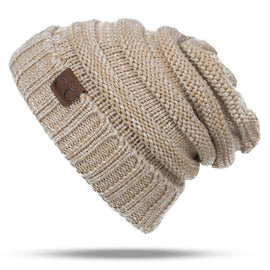CC Letter Solid Color Wool Hats Concise Knitting Hat