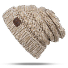 Load image into Gallery viewer, CC Letter Solid Color Wool Hats Concise Knitting Hat, Beige, Navy Blue, Red, Black, Baby Blue, Coffee, White, Pink, Beown, Grey, Dark Beige, Khaki, Magenta