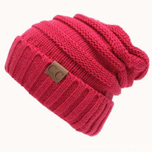 Load image into Gallery viewer, CC Letter Solid Color Wool Hats Concise Knitting Hat, Beige, Navy Blue, Red, Black, Baby Blue, Coffee, White, Pink, Beown, Grey, Dark Beige, Khaki, Magenta