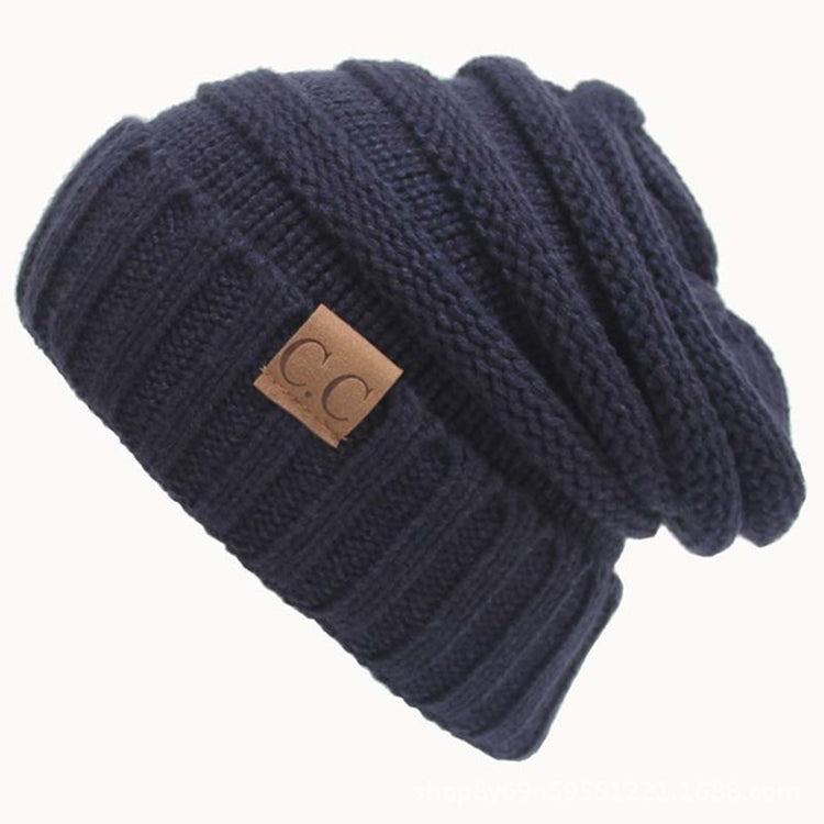CC Letter Solid Color Wool Hats Concise Knitting Hat, Beige, Navy Blue, Red, Black, Baby Blue, Coffee, White, Pink, Beown, Grey, Dark Beige, Khaki, Magenta
