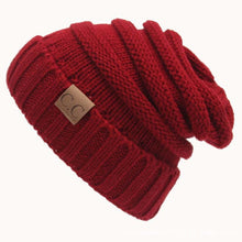 Load image into Gallery viewer, CC Letter Solid Color Wool Hats Concise Knitting Hat, Beige, Navy Blue, Red, Black, Baby Blue, Coffee, White, Pink, Beown, Grey, Dark Beige, Khaki, Magenta