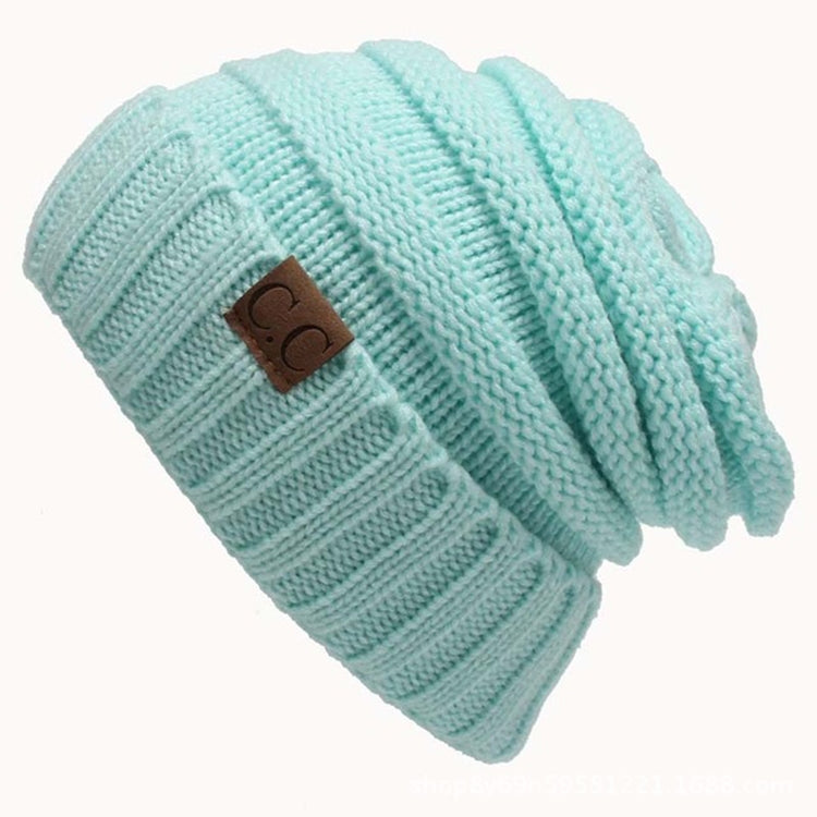 CC Letter Solid Color Wool Hats Concise Knitting Hat