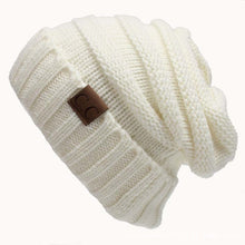Load image into Gallery viewer, CC Letter Solid Color Wool Hats Concise Knitting Hat, Beige, Navy Blue, Red, Black, Baby Blue, Coffee, White, Pink, Beown, Grey, Dark Beige, Khaki, Magenta