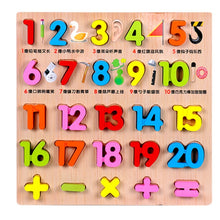 Load image into Gallery viewer, Baby Kids Wooden Puzzles Toys Educational Jigsaw Board Puzzle Toys Cognitive Plate(0-9 Arabic Numerals)