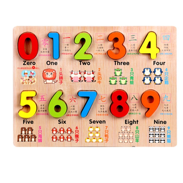 Baby Kids Wooden Puzzles Toys Educational Jigsaw Board Puzzle Toys Cognitive Plate(0-9 Arabic Numerals), 0~9 numbers Style