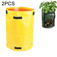 Load image into Gallery viewer, 2 PCS 7 Gallons Potato Planting PE Bags Woven Fabric Bags Cultivation Garden Pots Vegetable Planting Bags Grow Bags Farm Garden Supplies, Green, Black, Orange, Yellow