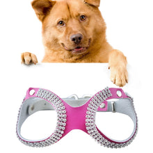 Load image into Gallery viewer, Rhinestone Leather Glasses Style Breathable Dog Chest Strap, Size: S
