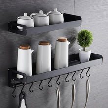 Load image into Gallery viewer, 40cm 6 Hooks Kitchen Multi-function Wall Hanging Holder Seasoning Storage Rack, 40cm 6 Hooks(Black)