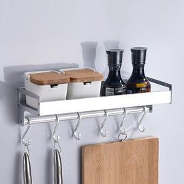 40cm 6 Hooks Kitchen Multi-function Wall Hanging Holder Seasoning Storage Rack, 40cm 6 Hooks(Silver)