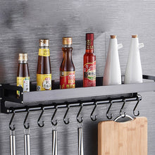 Load image into Gallery viewer, 50cm 8 Hooks Kitchen Multi-function Wall Hanging Holder Seasoning Storage Rack, 50cm 8 Hooks (Black)
