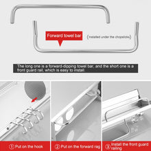 Load image into Gallery viewer, 50cm 2 Cups 8 Hooks Multi-function Kitchen Punching Wall-mounted Plastic Edge Condiment Storage Rack, 50cm Punching Plastic Edge