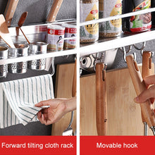 Load image into Gallery viewer, 50cm 2 Cups 8 Hooks Multi-function Kitchen Punching Wall-mounted Plastic Edge Condiment Storage Rack, 50cm Punching Plastic Edge