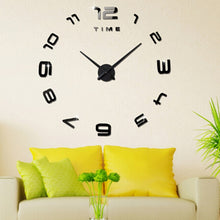 Load image into Gallery viewer, Bedroom Home Office Decoration Modern Frameless Large Number DIY 3D Mirror Wall Sticker Quiet Clock, Size: 100*100cm, 3M007 (Black), 3M007 (Silver)
